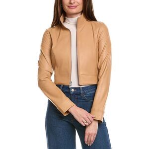 Commando® Womens  Crop Biker Jacket, Brown
